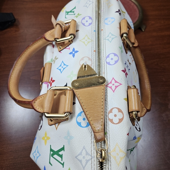 Auth Louis Vuitton Speedy 30 Multicolor White Satchel Handbag - Picture 11 of 16